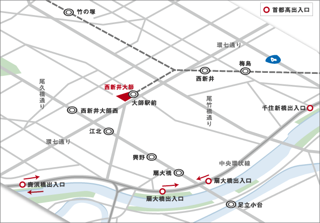西新井大師の周辺地図